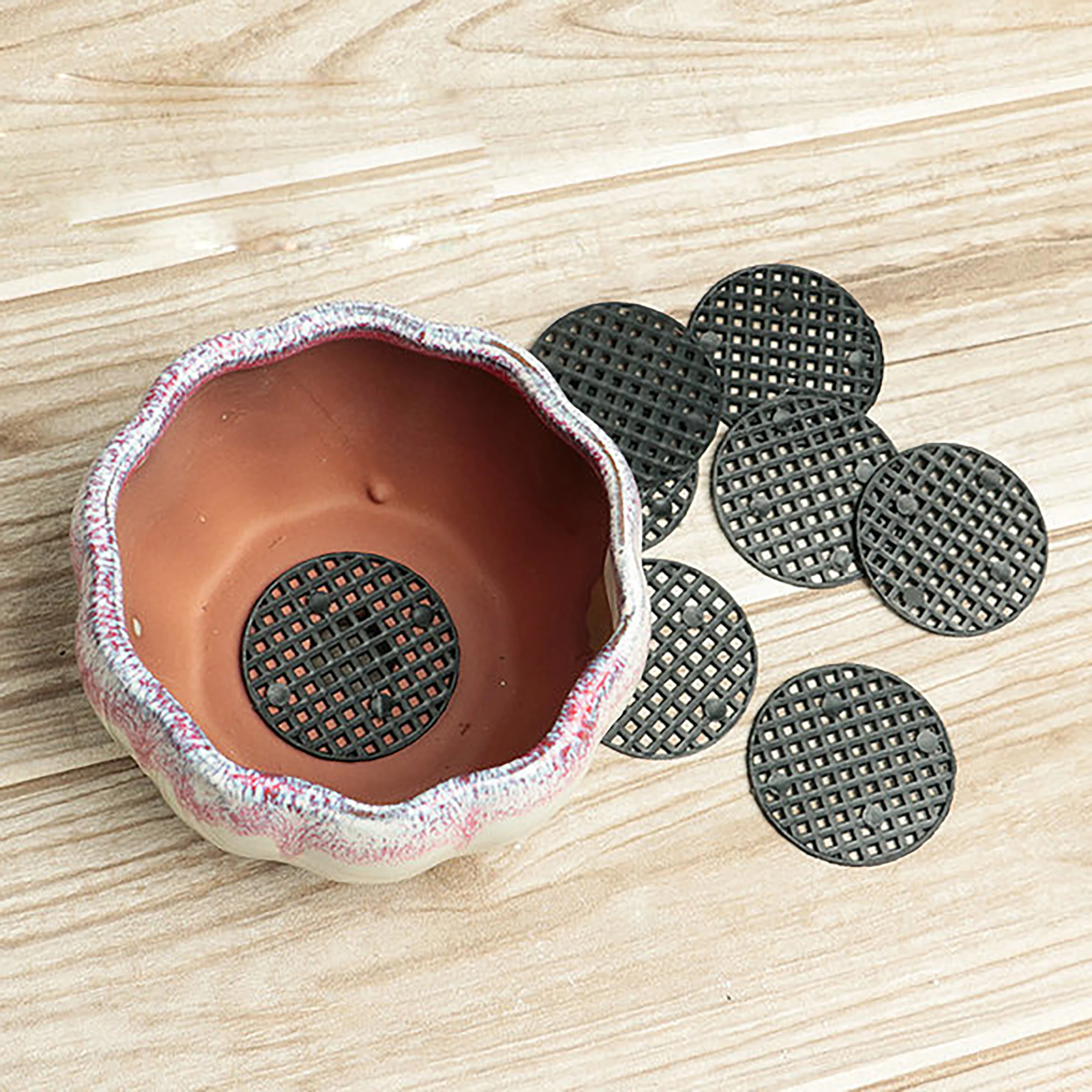 10Pcs 7.5/4.5/2.5cm Diameter Round  Flower Plant Pot Hole Mesh Bottom Pad For Bonsai Pot Grid Mat Drainage Netting Hole Screen