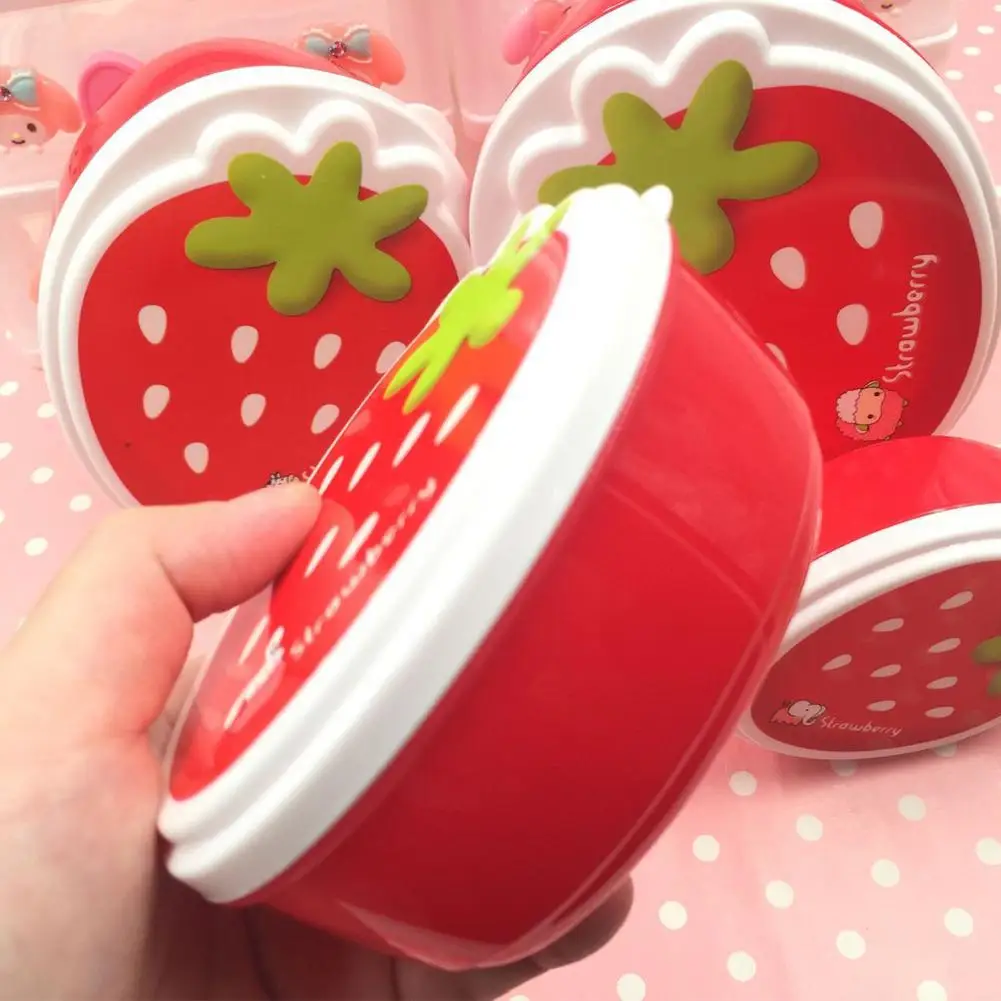 4pcs Microwave Lunch Box Strawberry-shaped Food Storage Container Children Kids School Portable Mini Crisper Fresh-keeping Box