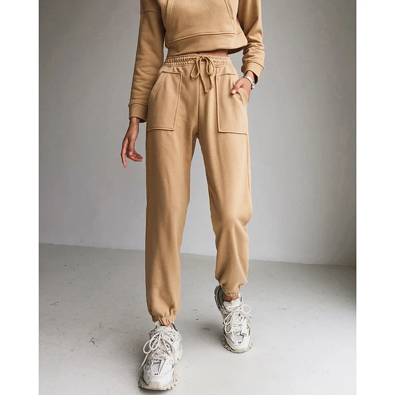 

Fashion Casual High Waist Pants Women Jogger Pocket Solid 6 Color SweatPants Femme Harem Trousers Autumn Streetwear Basic Capris