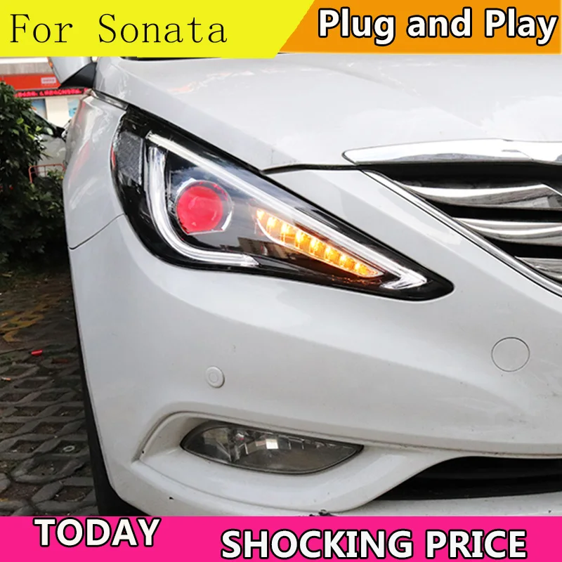 Car Styling for Hyundai Sonata Headlights 2011 2012-2015 Sonata 8 Headlight LED Bar DRL Bi Xenon Lens Moving Turn Signal