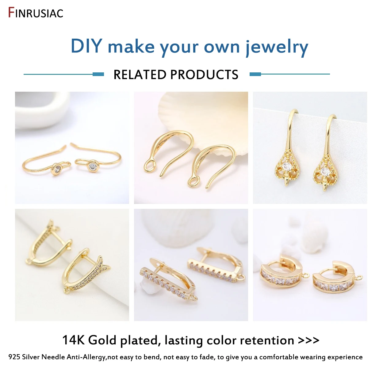 14k Gold Überzogene Ohrring Cabochon Basis Blank Post Ohrring Einstellungen DIY Schmuck, Die Entdeckungen Innere durchmesser 6mm 8mm 10mm 12mm