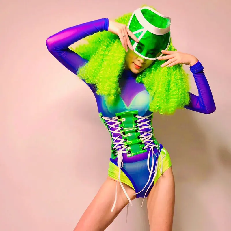 

New Sexy Perspective Bodysuit Stage Costume Set Bikini Hiphop Dance Clothes Bar Nightclub DJ Jazz Girls Singer Performance Suit