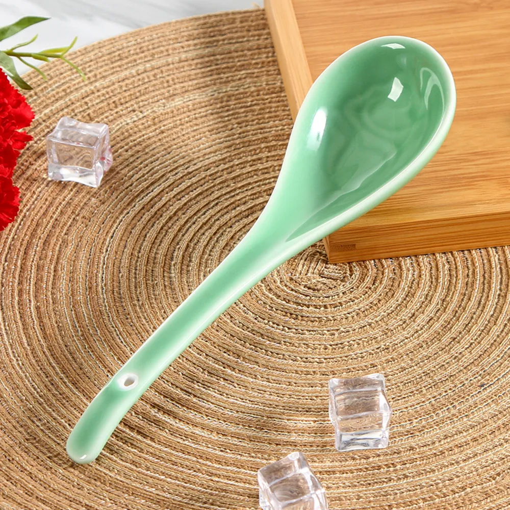 1PC Soup Spoon Porcelain Dinnerware Microwave and Dishwasher Safe Use for Home Kitchen and Restaurant Decor Rose Solid Tableware