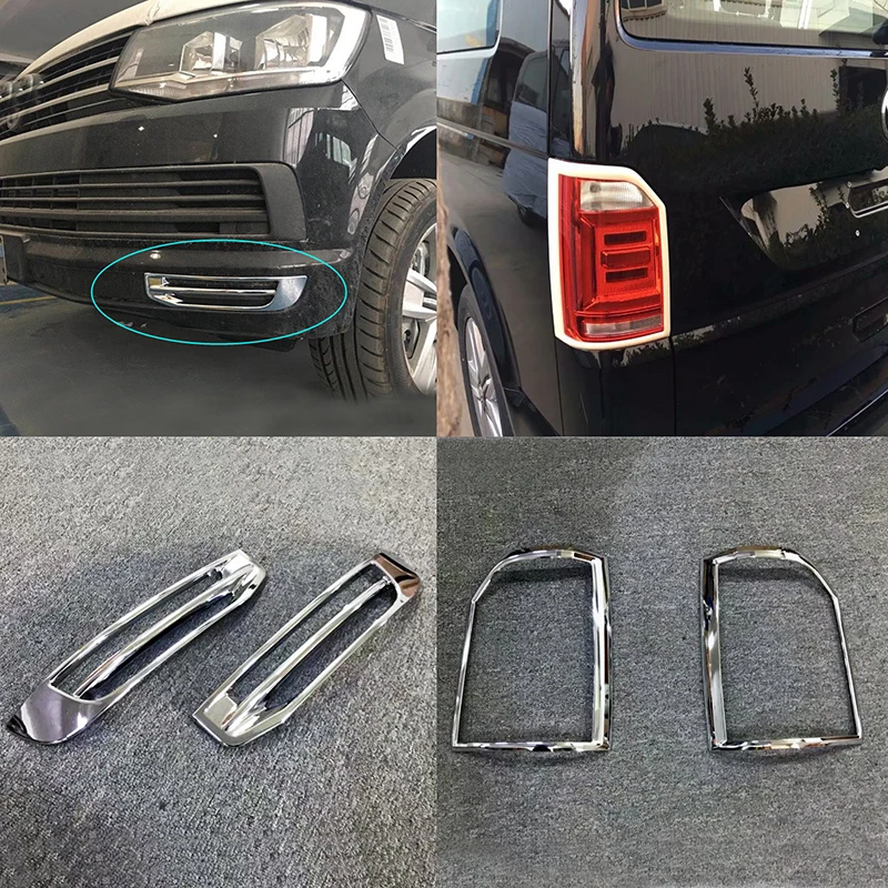 For VW Volkswagen Transporter (T6) Caravelle 17-18 Chrome Front Rear Reflector Fog Light Lamp Cover Trim Foglight Bumper Molding