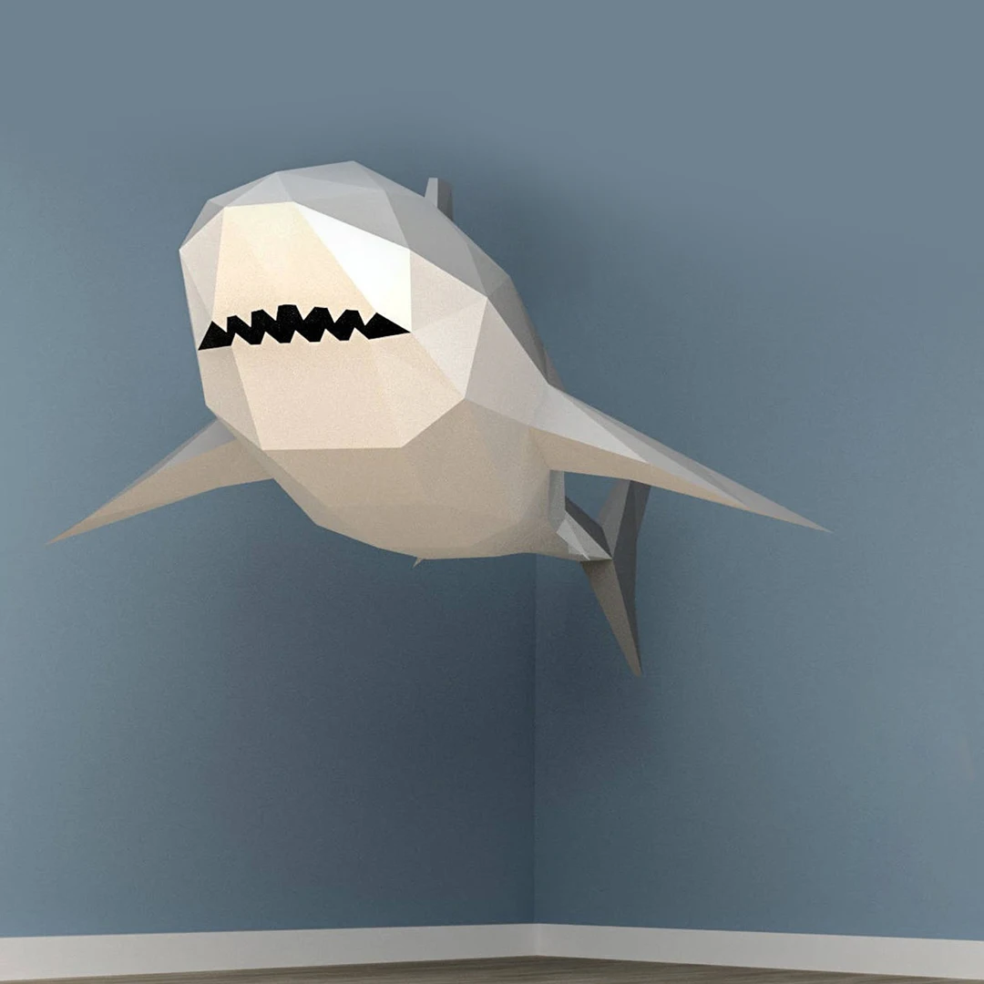 1.3M Big Shark Paper Model 3D DIY Animal Papercraft Low Poly Handmade Creative Wall Decoration Toys For Children Room