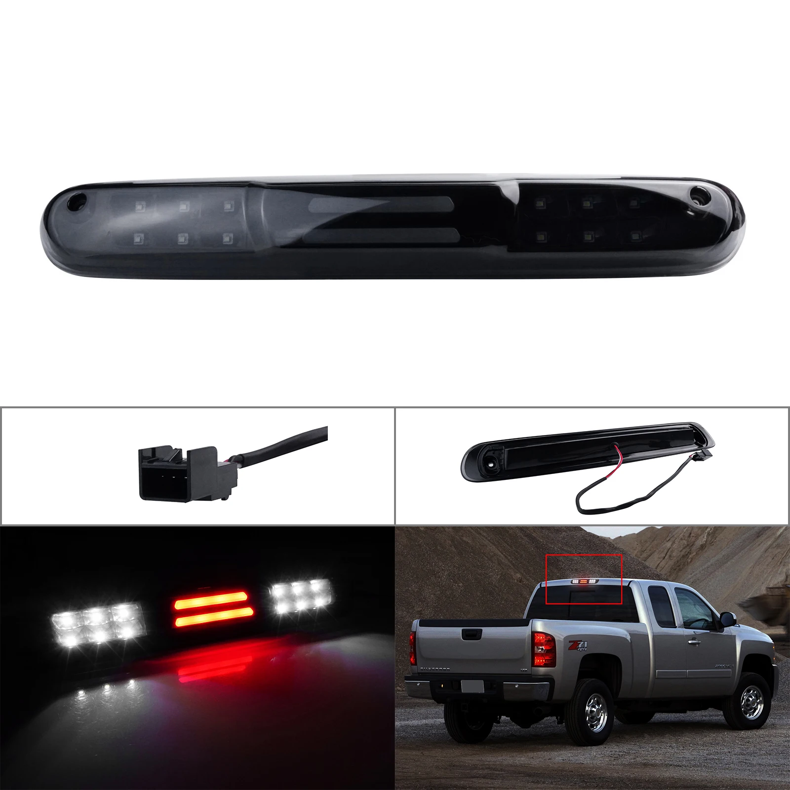 

LED 3rd Brake High Mount Level Stop Light Fit For 2007-2014 Silverado GMC Sierra 2500 3500