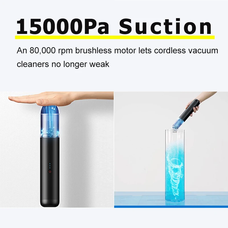 Baseus 15000Pa Wireless Car Vacuum Cleaner 2-in-1 Suction Nozzle Blowpipe Handheld Vacum Cleaner LED Light for Car Home PC Clean