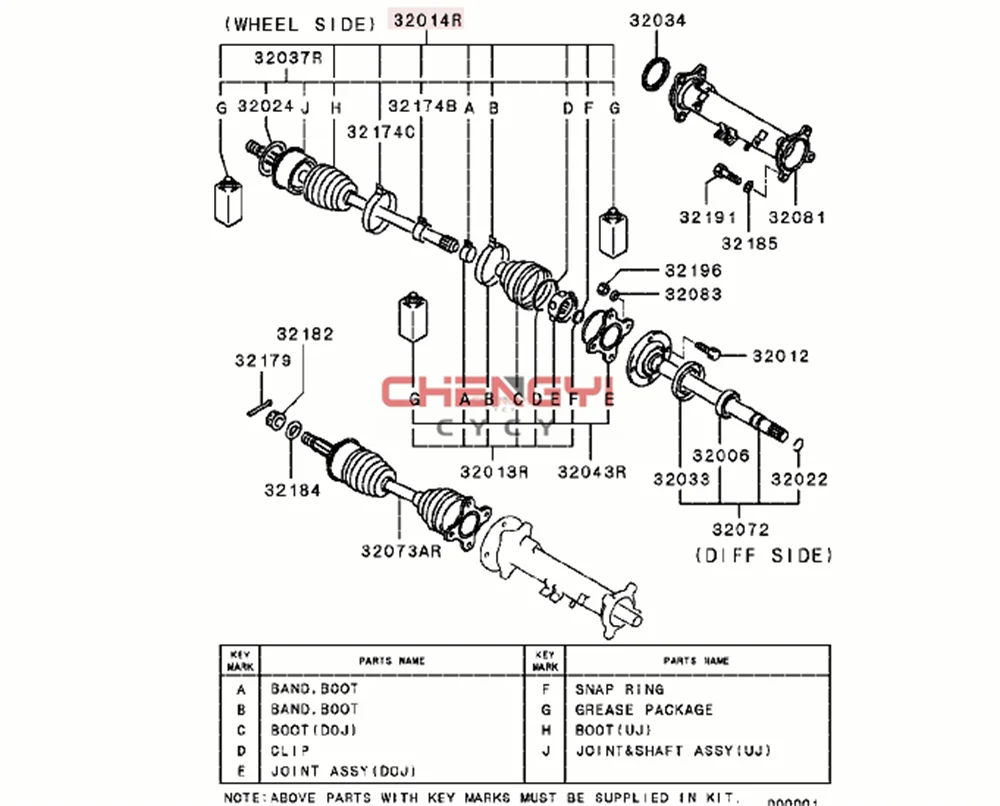 Repair Kit For Front Axle Shaft Ball Cage Dust Boot For Mitsubishi Pajero V31W V33W V43W V63W V73W V75W V78W MR528639 MR528709