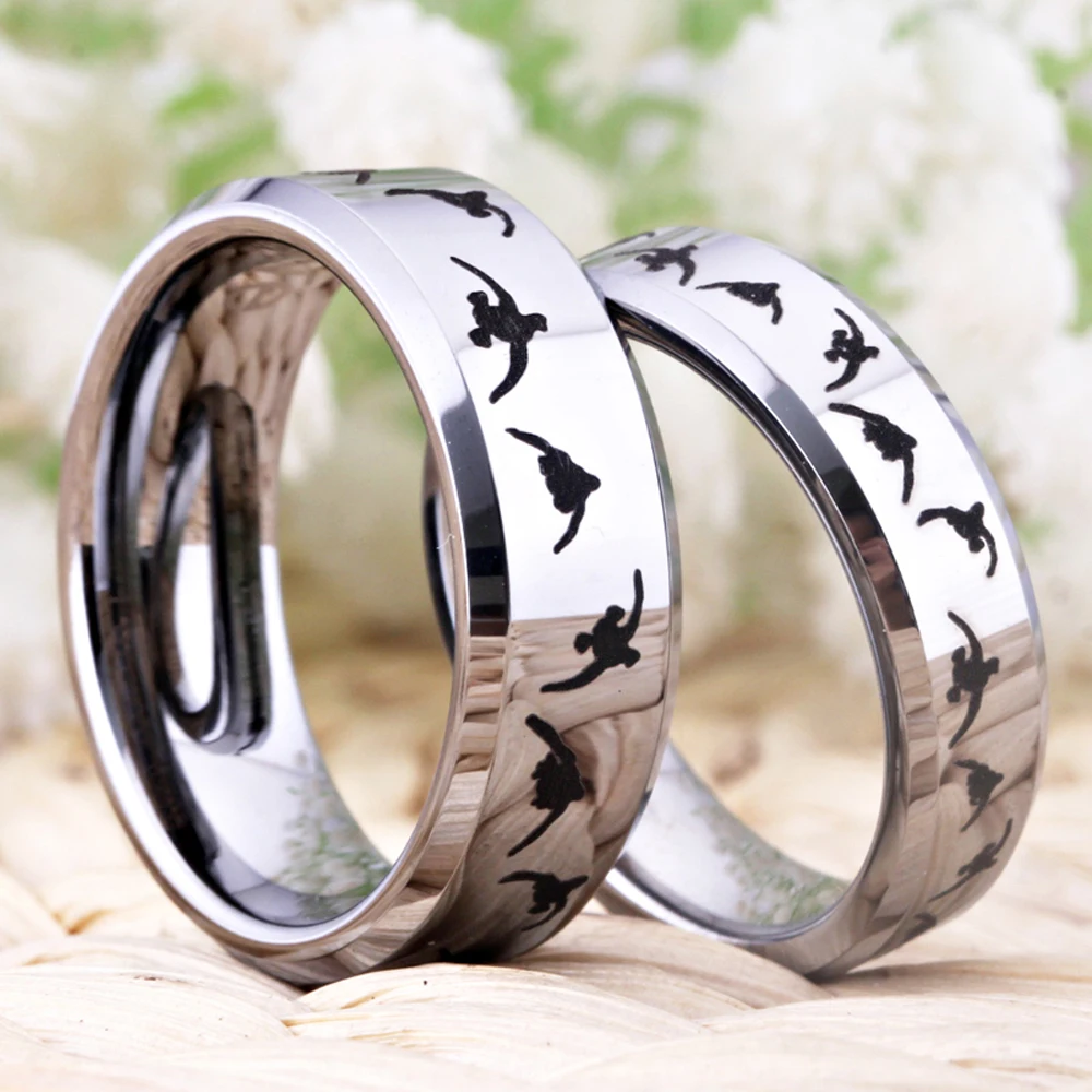 Bird Duck Hunting Outdoor Ring Silver Tone Color Tungsten Carbide Ring Wedding Band Comfort Fit Drop Shipping Anniversary Gift