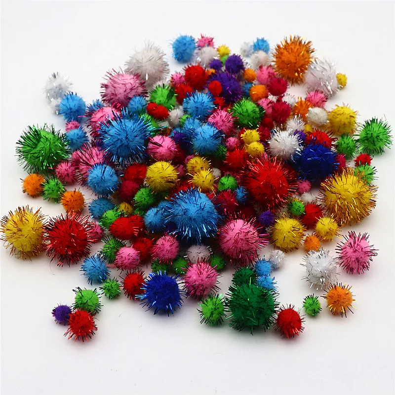 10g 20g Colorful Flashing Pompom DIY Craft Supplies Handmade Creative Christmas Decoration Material Pompom 10mm-30mm