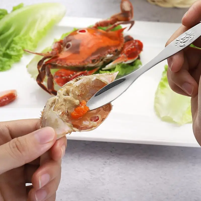 1pc Crab Fork Stainless Steel Professional Creative Crab Pick Crab Spoon Crab Tools Seafood Tools Accessories