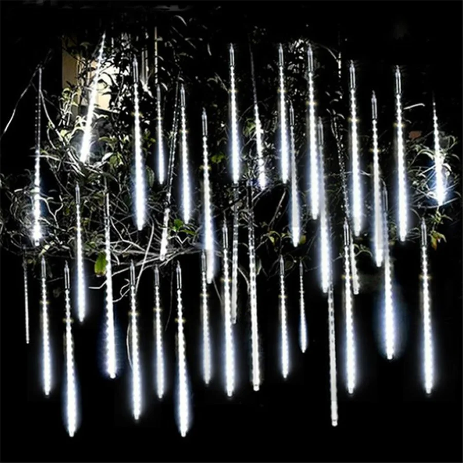 Waterproof Christmas String Lights Outdoor Garlands 50CM 8 Tube Meteor Shower Fairy Lights Wedding Party Home Garden Decor Lamp