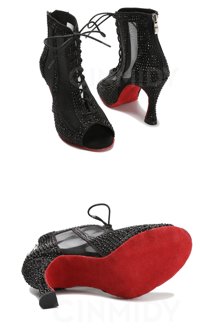 Strass-Latein-Tanzstiefel, Pole-Dance-Schuhe für Frauen, sexy Bauchtanzschuhe, Ballsaal-Damen-Mesh-Tanzschuhe, Cuba High Heels – Detail 21