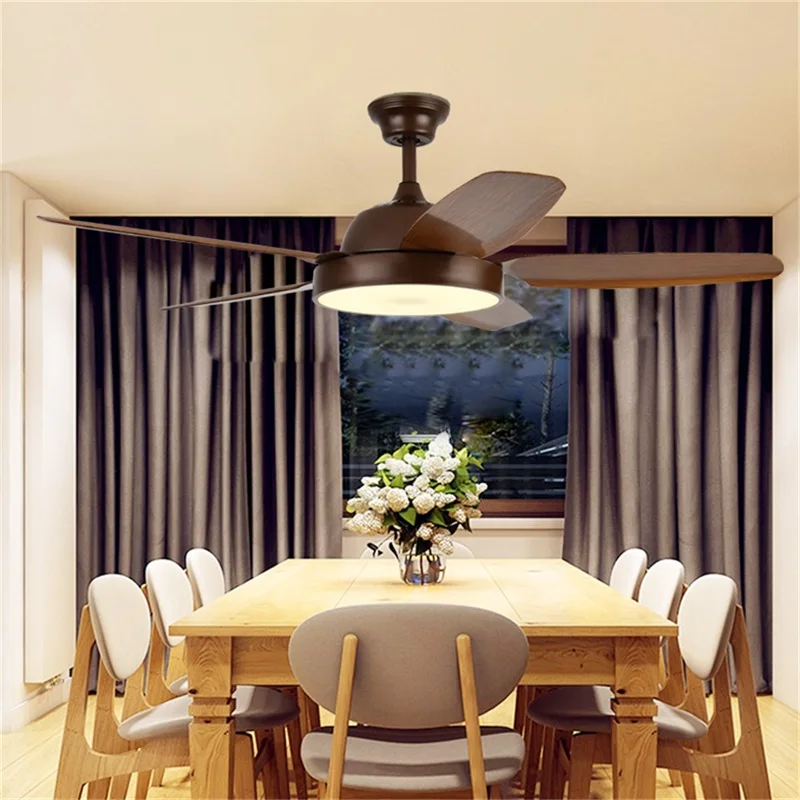 OURFENG Decke Fan Licht Braun Mit Fernbedienung 3 Farben LED Moderne Dekorative Für Home Schlafzimmer Parlor Esszimmer