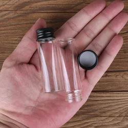 10pcs 18ml 22*70mm Glass Jars Message Bottles with Black Aluminum Lids Empty Glass Bottles glass vessels Spice Jars