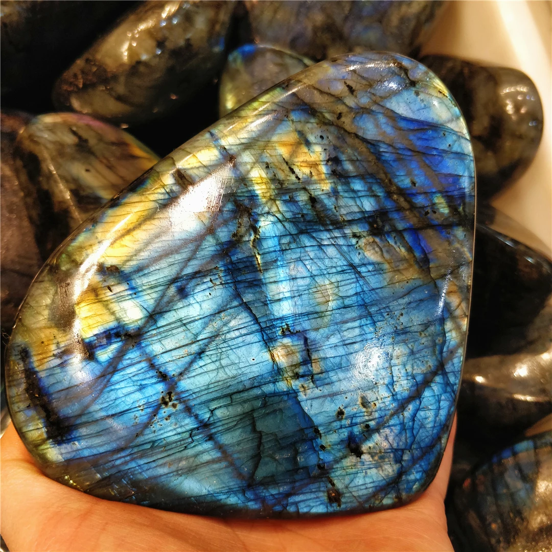 Natural Labradorite Decorative Crystals Polished Moonstone Flashing Mineral Quartz Original Gemstone For Bedroom Furnishings