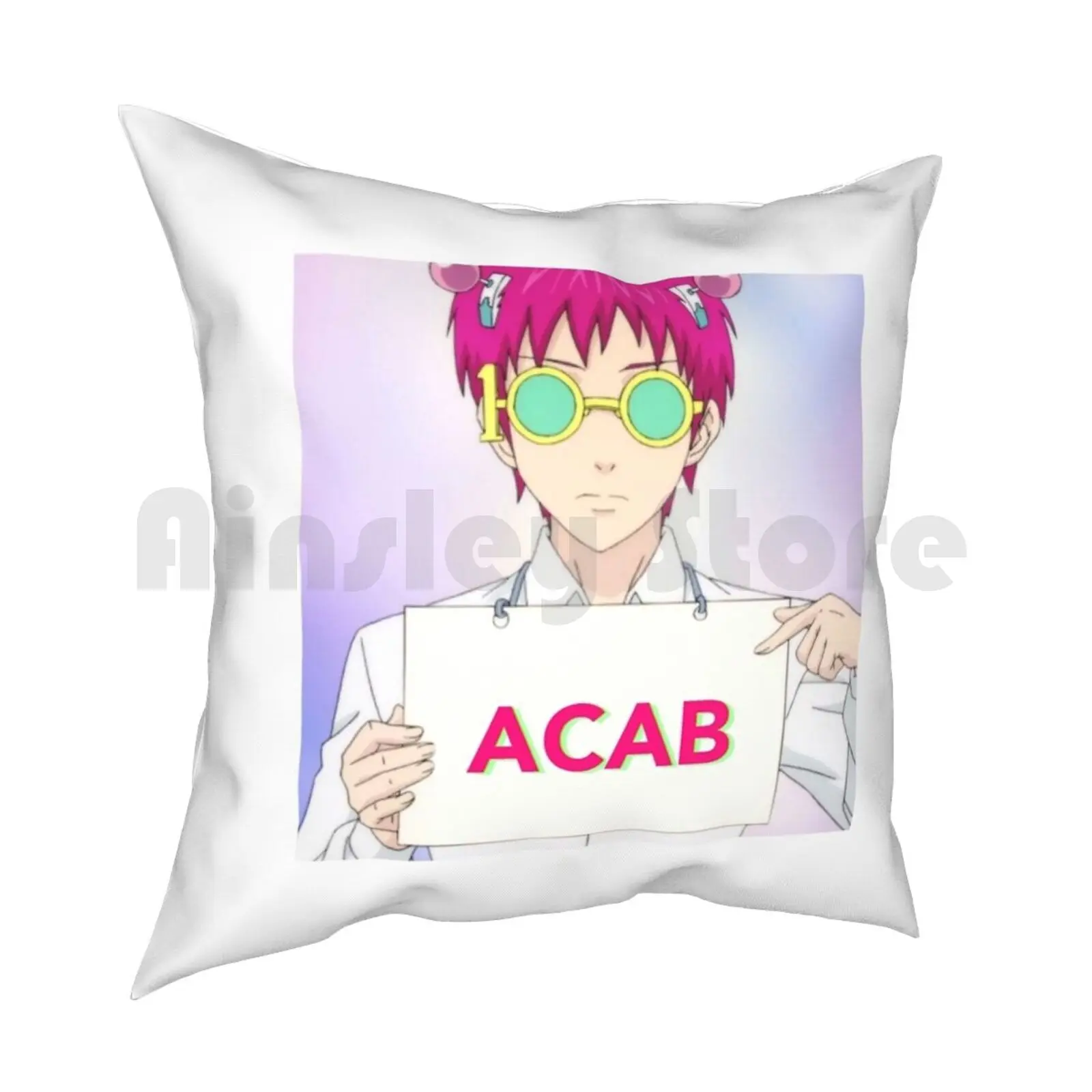 Saiki Kusuo Says Acab Pillow Case Printed Home Soft Throw Pillow Acab Anime Saiki K Saiki Japan Cartoon Kaido