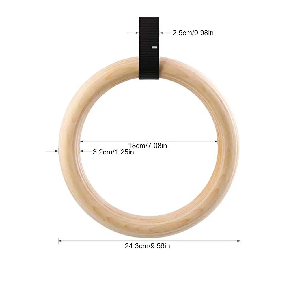 32/28mm Birch Fitness Rings Gymnastics Wooden Adjustable Exercise Training Ring 28 MM 32 MM Rings (Lifting Rope Is Not Included)