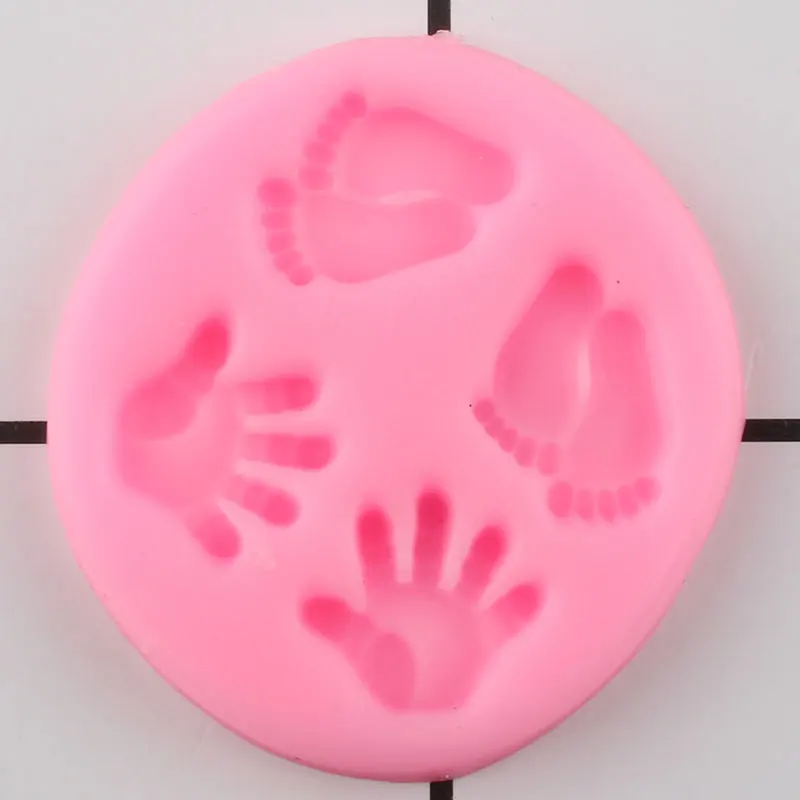 DIY Baby Foot Hand Silicone Mold Baby Birthday Cupcake Topper Fondant Cake Decorating Tools Candy Candy Chocolate Gumpaste Mould