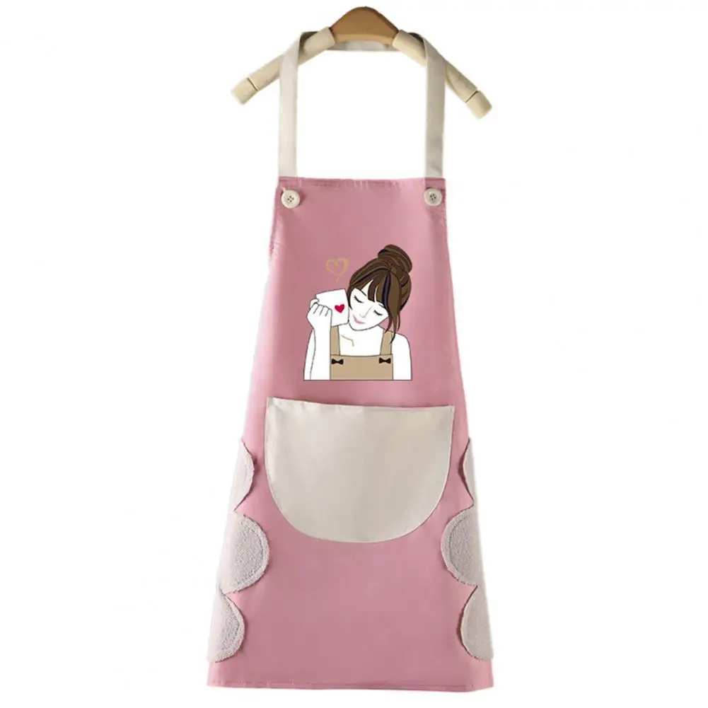 80% Hot Sales!!! Women Waterproof Anti-Oil Cartoon Girl Home Kitchen Apron Waist Bib Pinafore