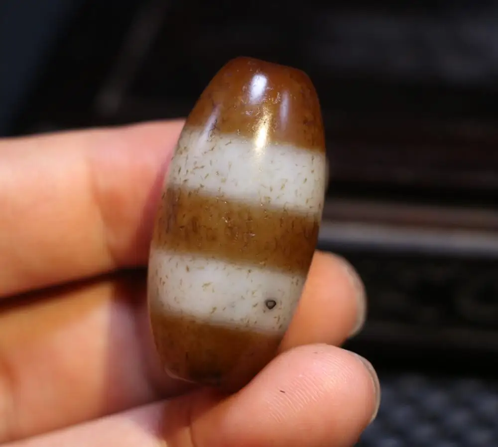 

AL Treasure Magic Power Tibetan old Agate 2 Stripe Healer Medicine Big Drum dZi Bead Amulet Pendant Talisman Timestown UPD21Asw