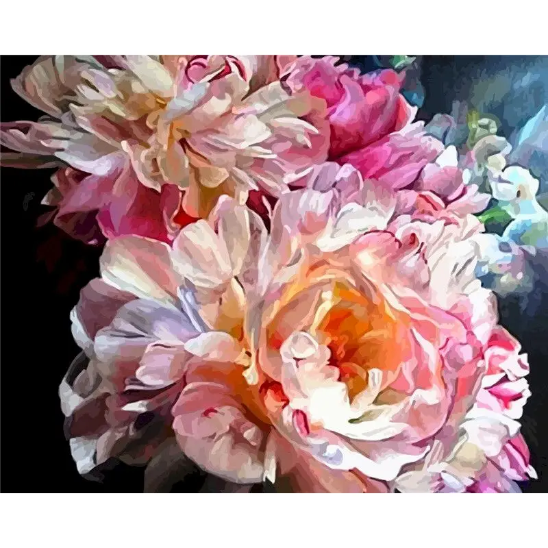 

GATYZTORY Painting By Numbers For Adults Pink Flowers Acrylic Peinture Pair Number Oil Canvas Drawing 40*50 Frame Diy Decor Home