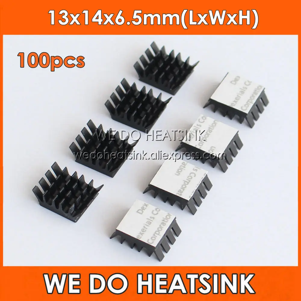 

100pcs Aluminum 13x14x6.5mm Computer Cooling VGA Card Xbox360 PS DDR RAM Video Memory Cooling Cooler Black Heatsink