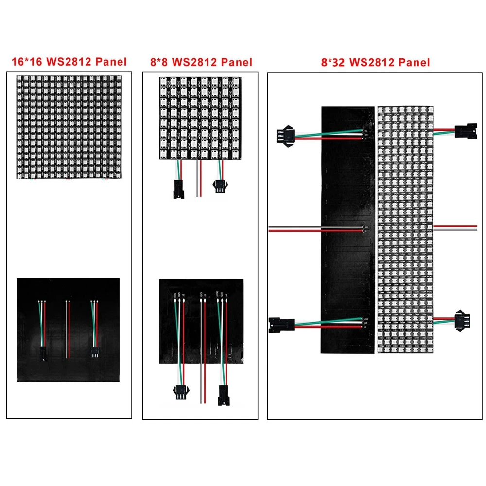 

DC5V WS2812B Individually Addressable Led Panel Module 8X8 8X32 16X16 Small Screen Matrix Pixel Flexible Bending 3Pin Connection