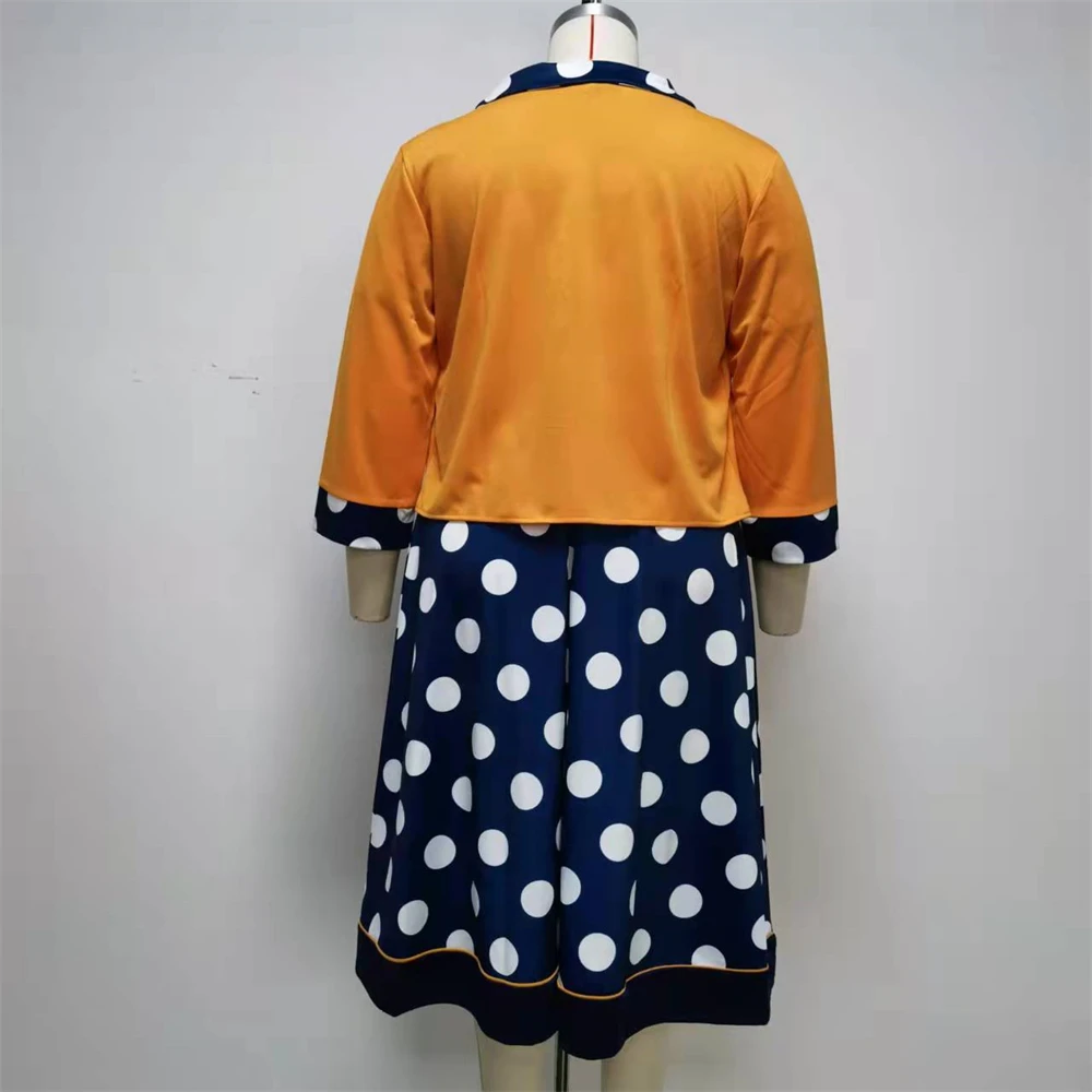 2021 New Hot Sale African Style Plus Size Coat And Big Wave Point Dress Suits Two Piece Set For Women