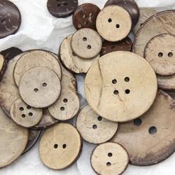 30/40mm Large Natural Eco-friendly Coconut Shell Wood Buttons For Clothing 2 Holes Big Sewing Decorations Accessories Wholesale