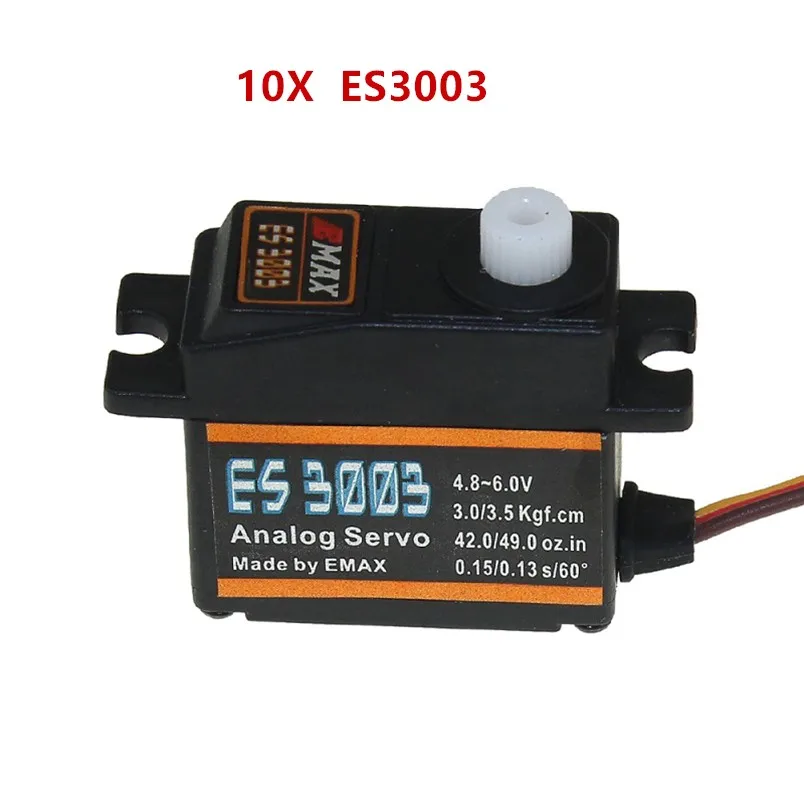 

10Pcs/lot 17g EMAX Servo ES3003 Macro Analog Servo Plastic Gear for RC FPV Fixed Wing Airplane racing drone