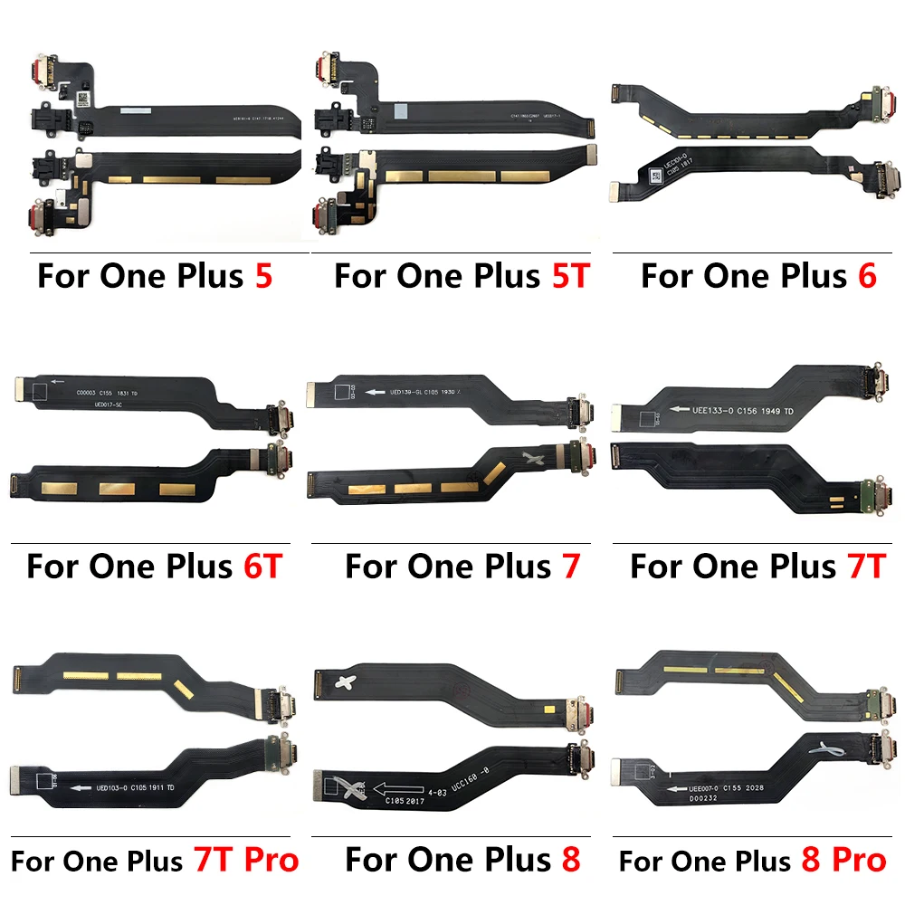 For Oneplus 5 A5000 5T A5010 6 6T 7 7T 8 8T 9 Pro 9R USB Charging Port Board Flex Cable Connector with Earphone Audio Jack Port