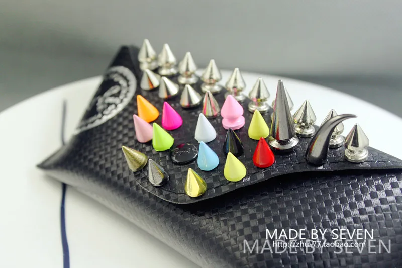 200pcs 7*10mm Colorful Painted Cone Studs And Spikes For Clothes DIY Garment Rivets For Leather Handcraft Remachadora