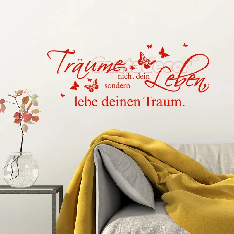 German Stickers Quote Traeume Und Lebe Vinyl Wall Decals Wall Art Poster Living Room Mural Wallpaper Home Decor House Decoration