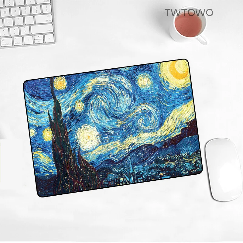 Promotion Van Gogh Gamer Game Pad Rubber Art Speed Painting Mousepad Small Size For 180x220x2mm Gaming Mouse