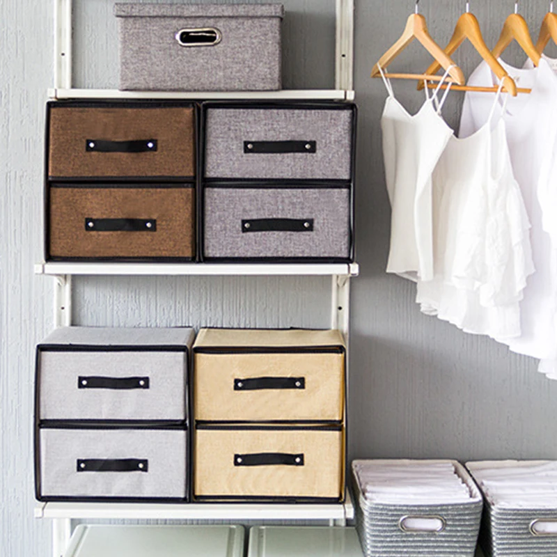 New Washable cotton Linen Storage Box Clothes Socks Toy Snacks Sundries Organizer Cosmetics Storage Basket Drawer Storage Box