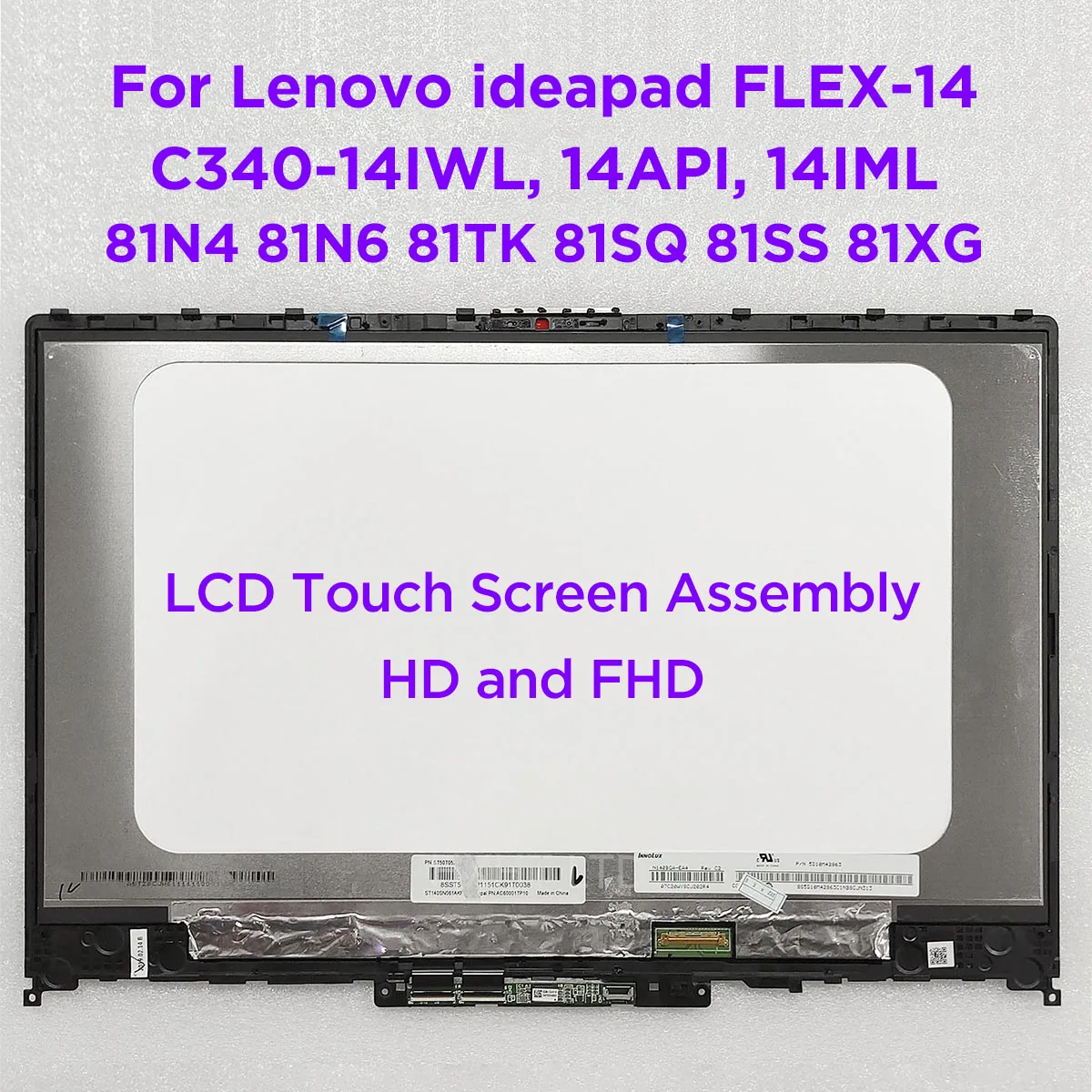 Lcd Touch Screen Digitador Assembléia para Lenovo Ideapad C34014iwl 14api 14iml Flex-14iwl 81n4 81n6 81tk 81sq 81ss 81xg 14.0