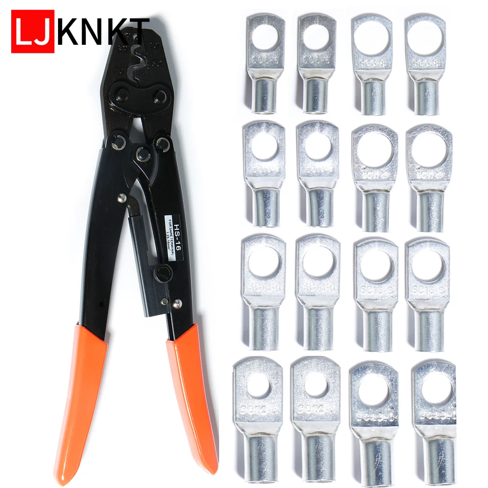 

Tinned Copper Wire Cold Presser Lugs Ring Terminals Bolt Hole Ratchet Electrician Brass Crimping hand tool plier Car Bare Cable