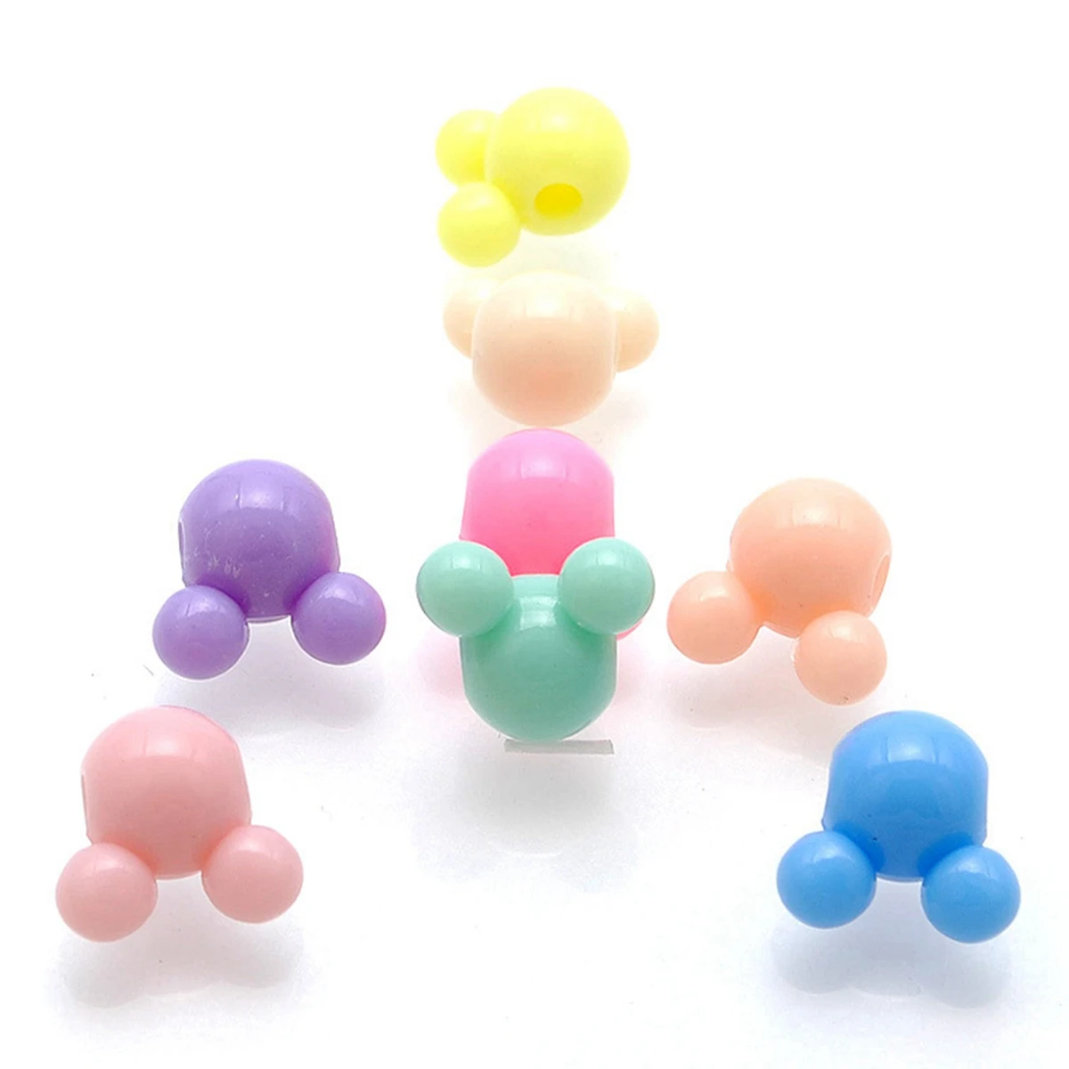 150 stücke Mischte Farbe Verschiedene Stil Acryl Maus Gesicht Perlen 12mm Schmuck Machen – Detail 9