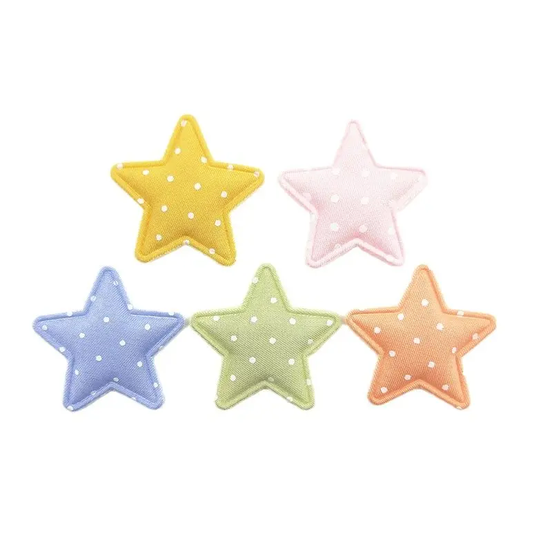 Fabric Padded Star Applique for DIY Headwear, Hair Clips Decor, Baby Hats, Headbands Ornaments, Padded Patches, 3.5cm, 50Pcs