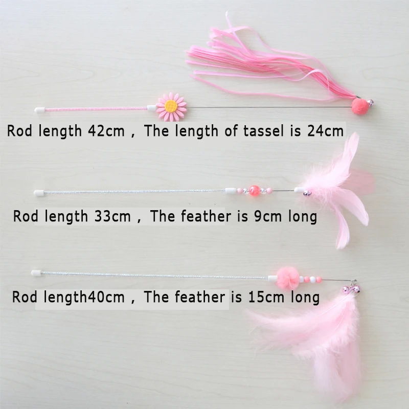 1 Set von 3Pcs Interaktive Pet Katzen Spielzeug Teaser Stick Band Feder Katze Teaser