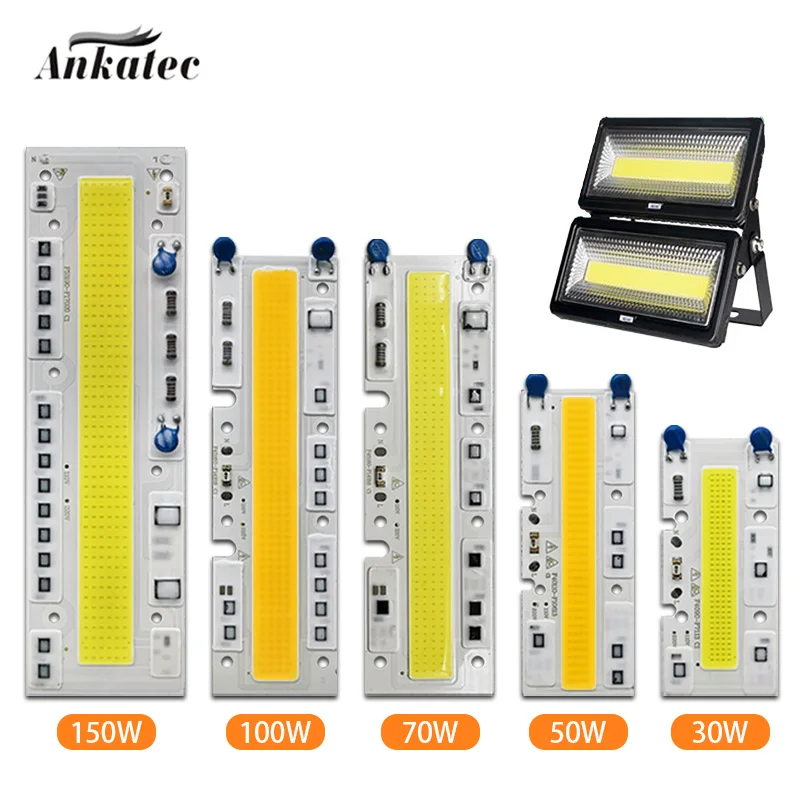 

LED COB Chip 30W 50W 70W 100W 150W AC 220V 110V LED Lamp IP65 Smart IC for LED Flood Light Warm White Cold White Floodlight