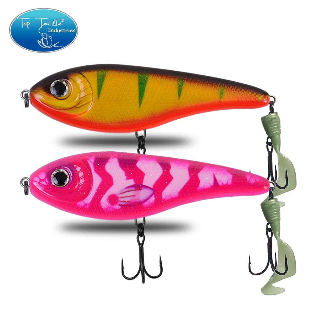 slow sinking jerk bait with soft tail 90&120&150mm  artificial CF Lure for Musky Pike Slider Bass Fishing Lure Tackle