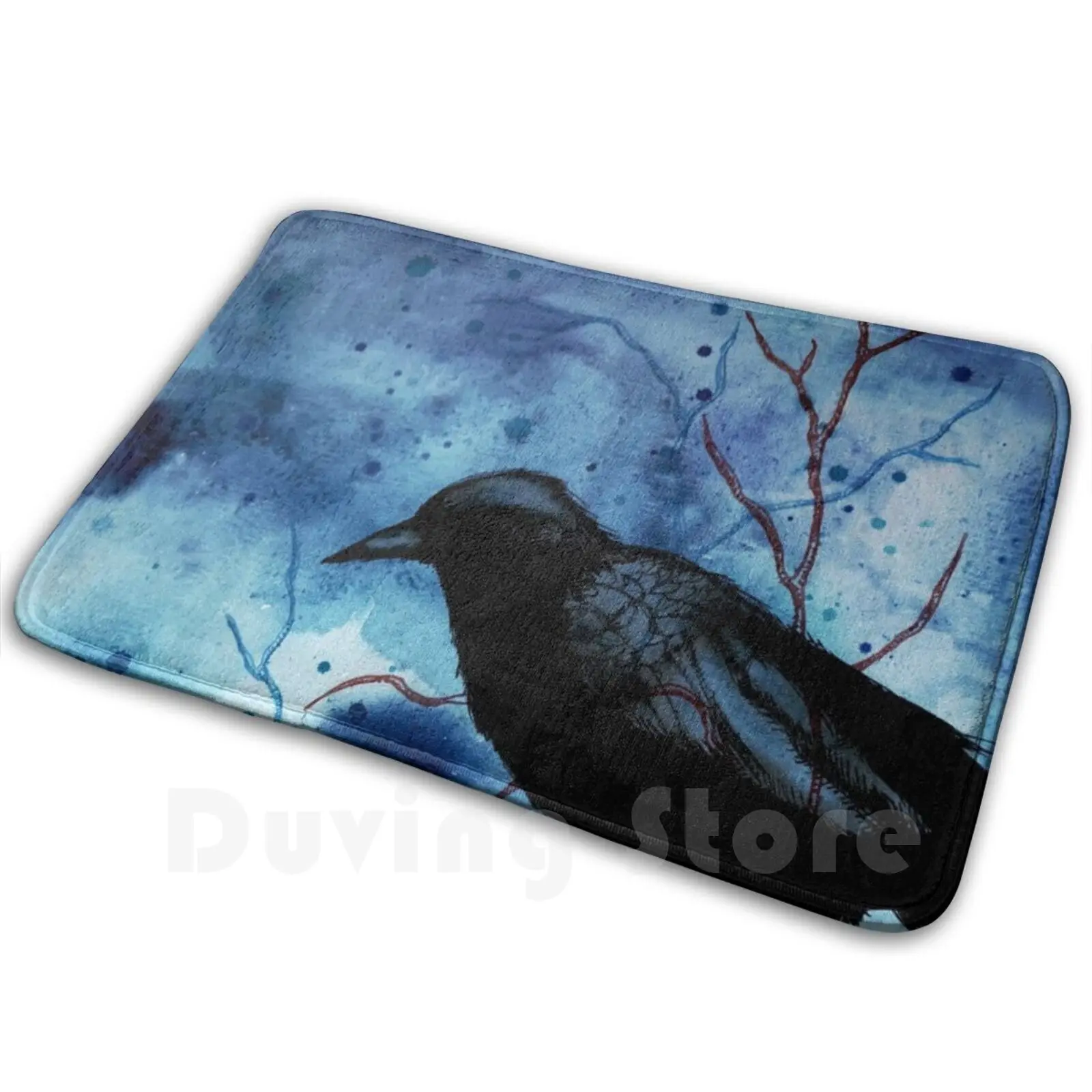 Crow Veins Mat Rug Carpet Anti-Slip Floor Mats Bedroom Dark Horror Crow Raven Veins Blood Watercolor Edgar Allan Poe Bird Nature