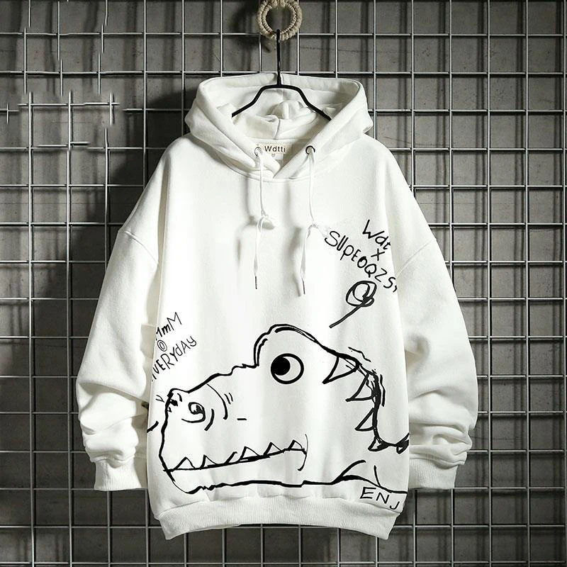 Oversized Crocodile Hoodie Streetwear Men Hip Hop Cartoon Sweatshirt Girls Tops Casual Funny Spring Autumn Japan Hoodies Male