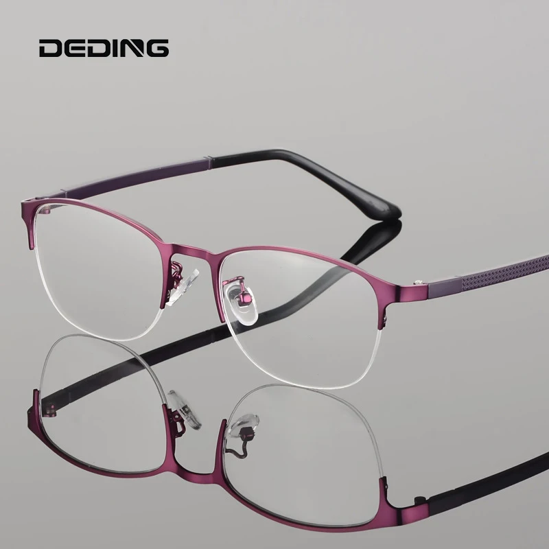 Fashion Half Rim Round Glasses Frame Women Alloy Superlight Optical Eyeglasses Brand Design For Myopia And Hyperopia DD1612