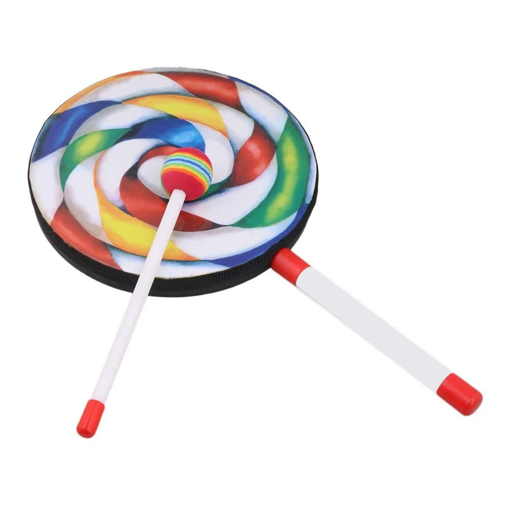 5Pack 8Inch Lollipop Drum with Mallet Rainbow Color Music Rhythm Instruments Kids Baby Children Playing Toy