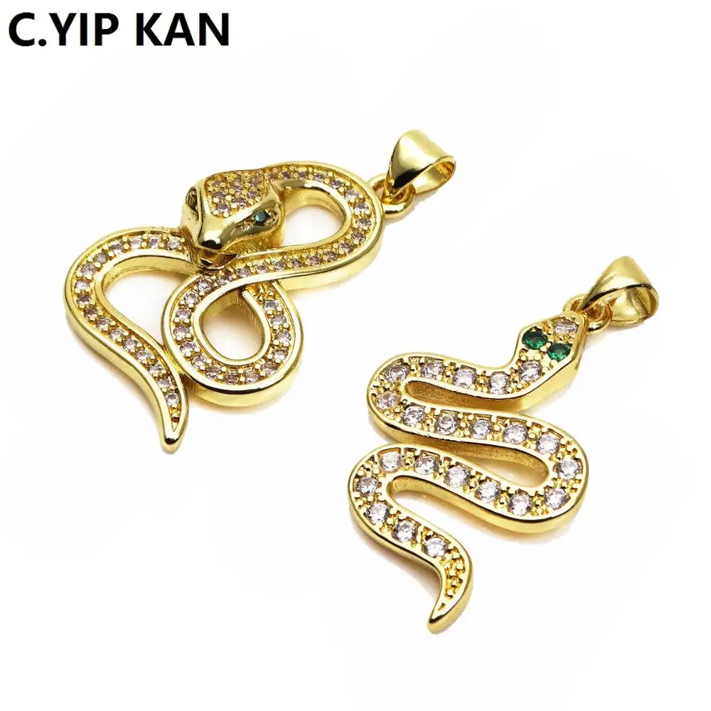 C.YIP KAN Fashion Zircon Pendant large snake shaped pendant Animal Pendant DIY jewelry accessories as a gift for friends