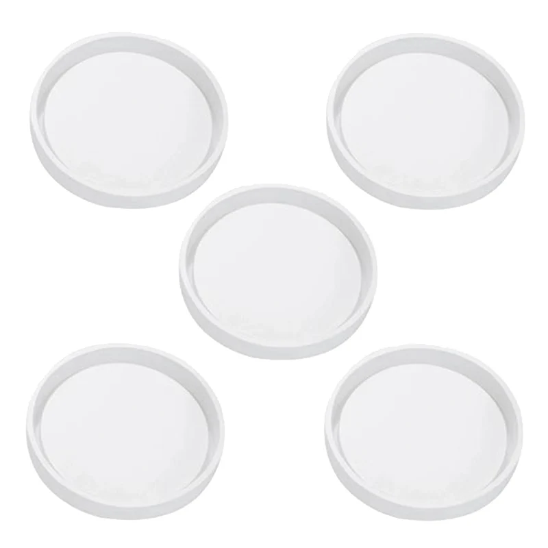 

5 Pack Big Diy Round Coaster Silicone Mold, Diameter 3.15Inch/8cm, Molds for Casting with Resin, Cement