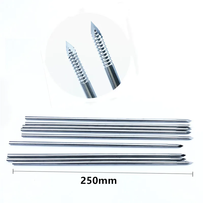 

10pcs 0.8mm-6.0x250mm long Stainless steel partial threaded Kirschner wires Instruments